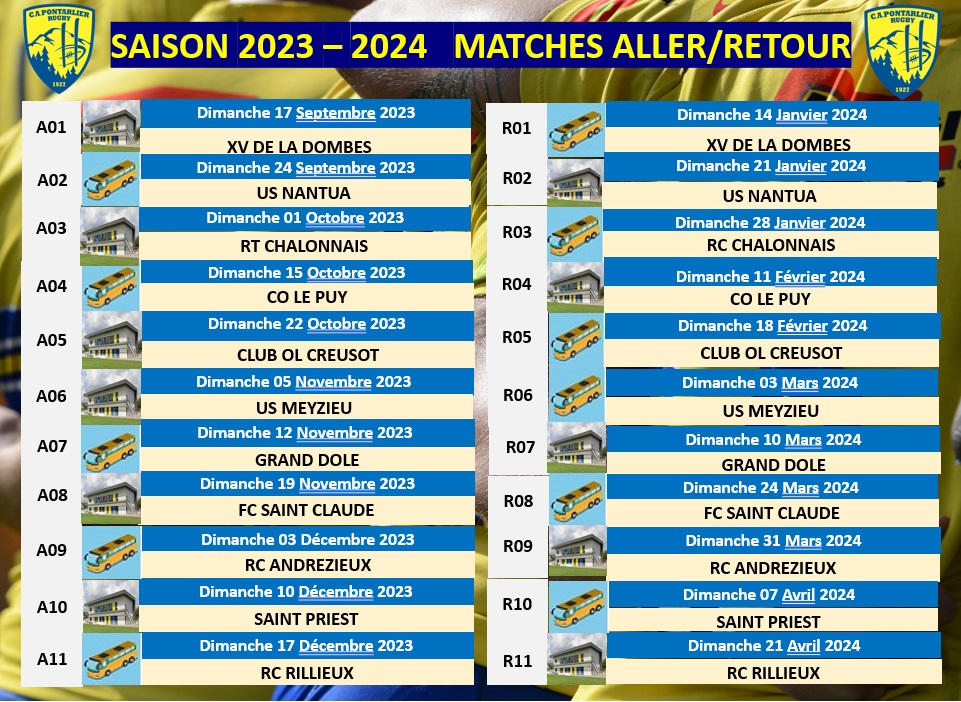 CALENDRIER 2023-2024 📆 - Soc Rugby